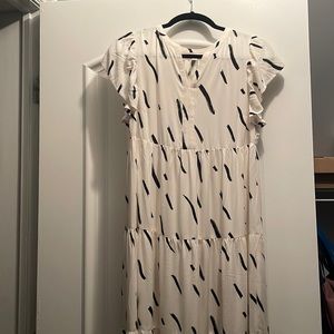 Loft cream with black accents hi-lowSummer dress